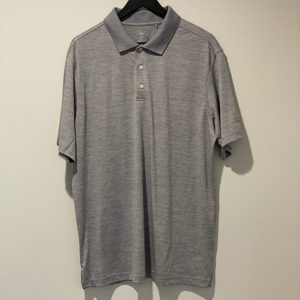 NWT Walter Hagen ESS Space Dye Polo Mens Large Golf Athletic Gray Alloy